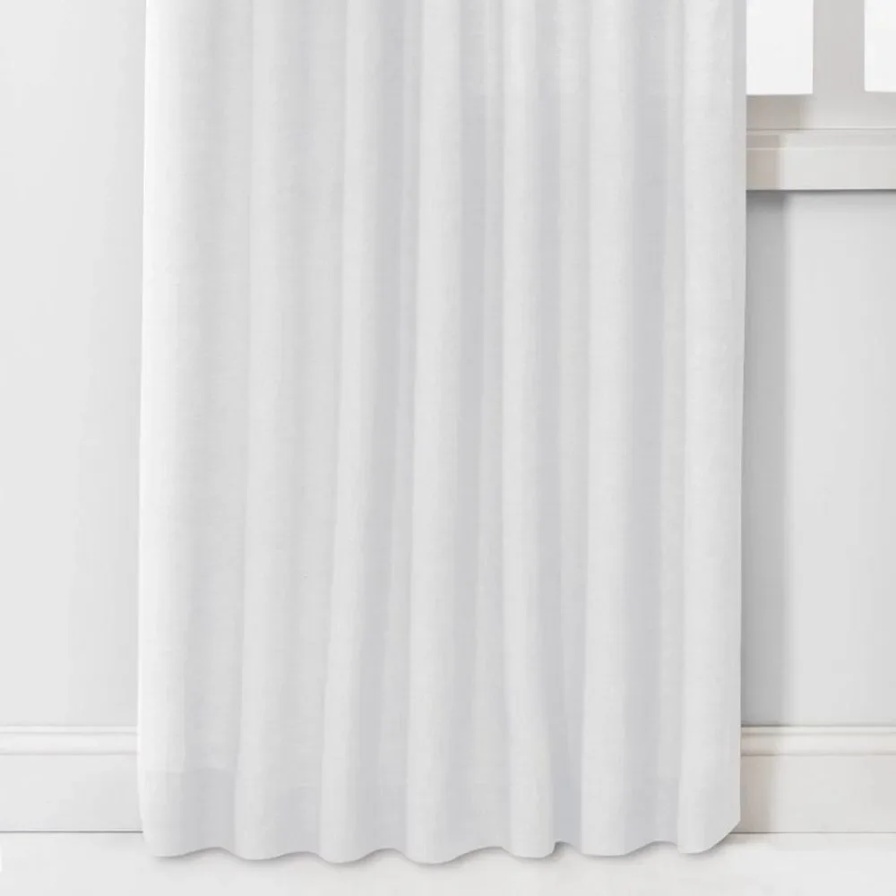 THRESHOLD NWT linen light filtering curtain panel -white -84”
